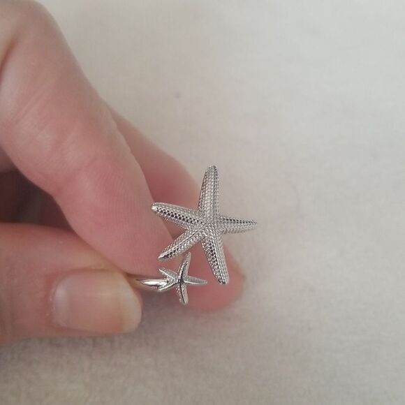 Starfish cuff ring silvertone - Picture 6 of 9